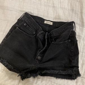 Madewell High Rise Black denim shorts